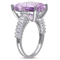 Julianna B Sterling Silver Pink Amethyst & White Topaz Butterfly Cocktail Ring