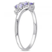 Julianna B 10K White Gold Tanzanite & 0.02CTW Diamond 3 Stone Ring