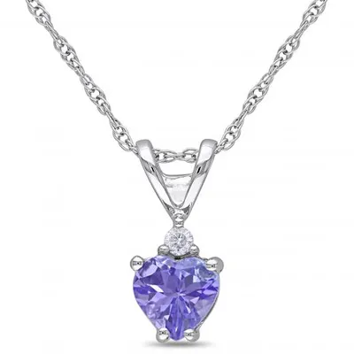 Julianna B 10K White Gold Tanzanite & Diamond Heart Pendant with Chain