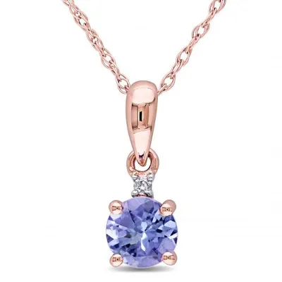 Julianna B 10K Rose Gold Tanzanite & Diamond Fashion Pendant with Chain