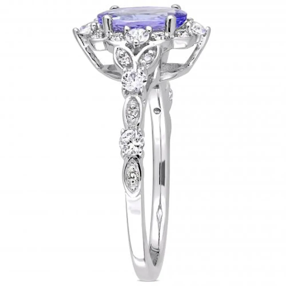 Julianna B 14K White Gold Tanzanite 0.06CT Diamond & White Sapphire Ring