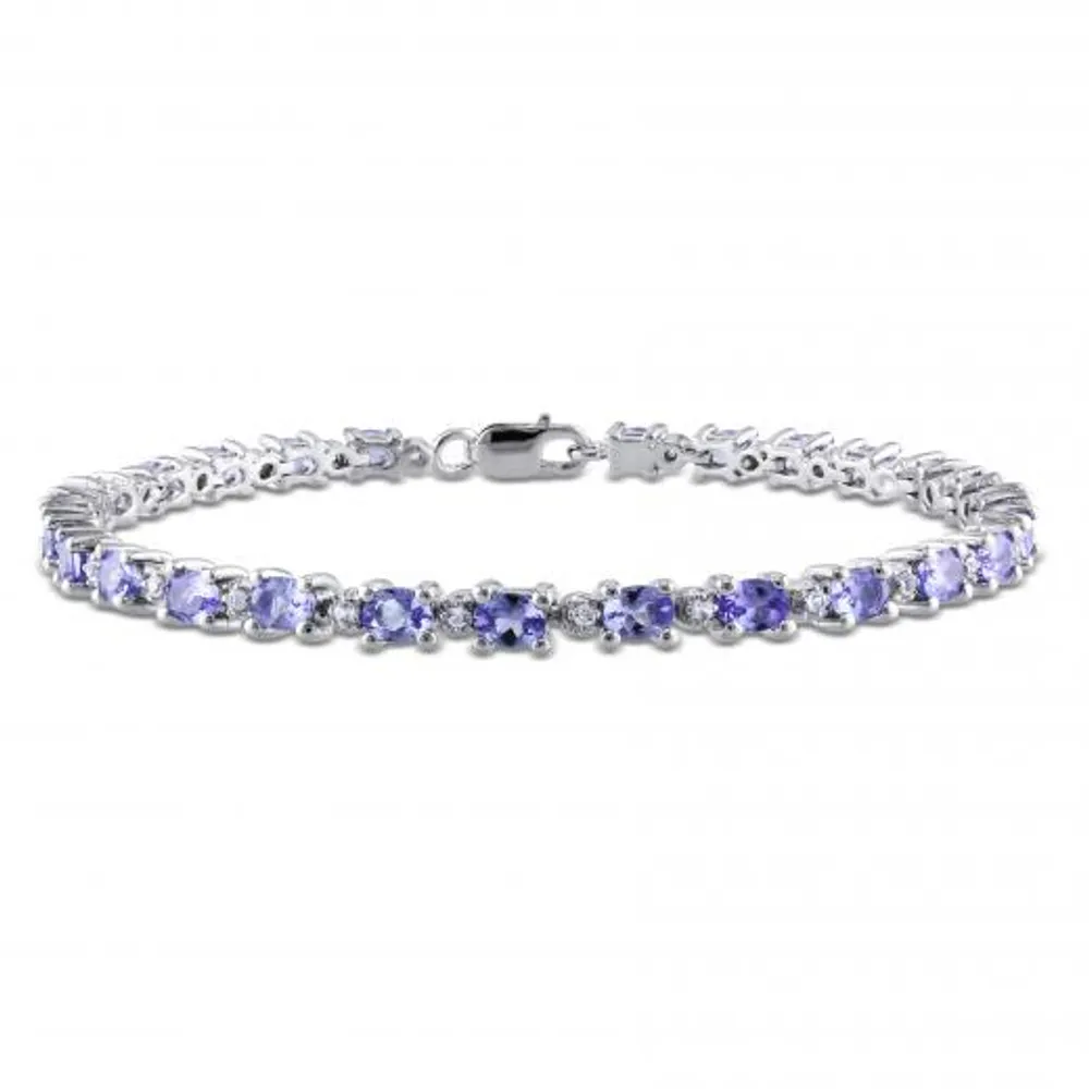 Julianna B Sterling Silver 7" Tanzanite & White Topaz Bracelet