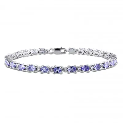 Julianna B Sterling Silver 7" Tanzanite & White Topaz Bracelet