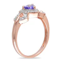 Julianna B Rose Plated Sterling Silver Tanzanite & 0.14CTW Diamond Heart Ring