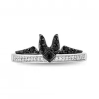 Enchanted Disney Sterling Silver Maleficent 0.20CTW Black Diamond Ring