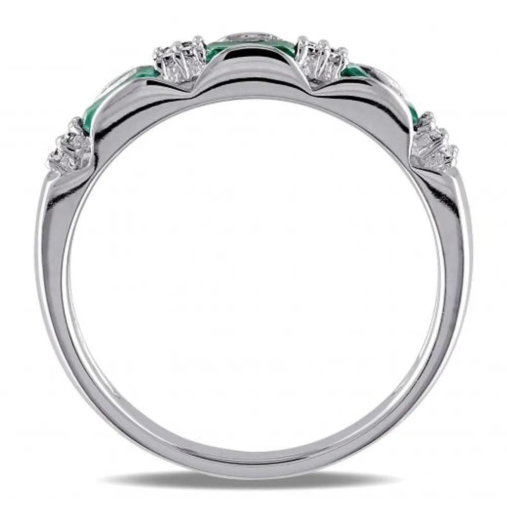 Julianna B 10K White Gold Emerald & 0.07CT Diamond Eternity Ring