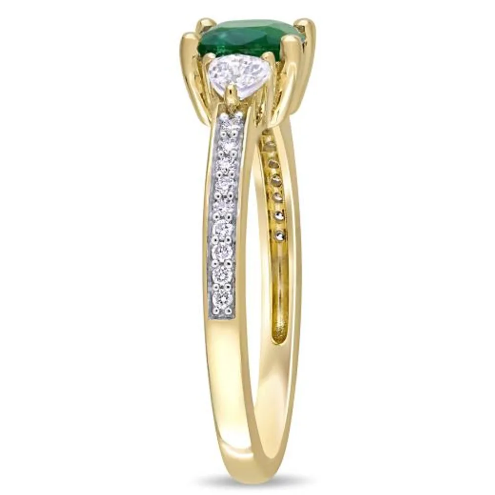 Julianna B 14K Yellow Gold Emerald 0.10CT Diamond & White Sapphire Ring