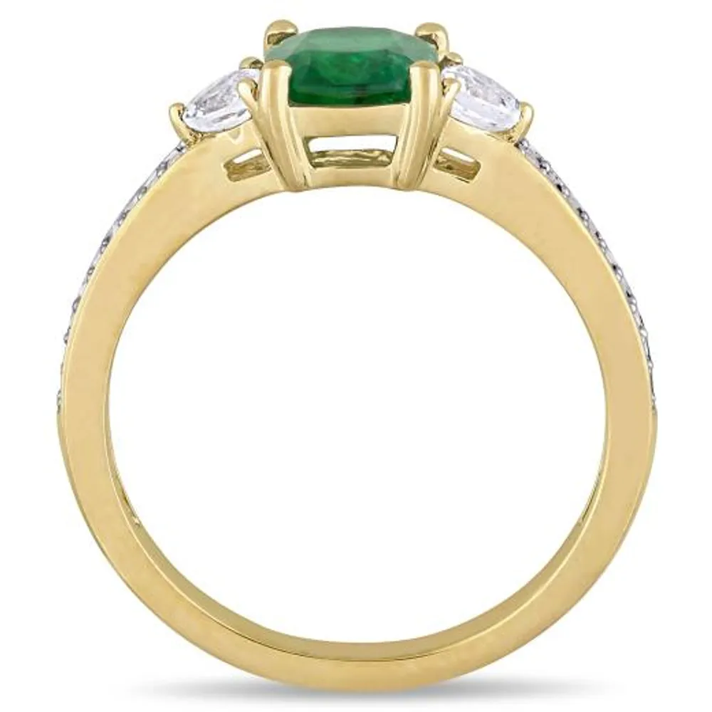 Julianna B 14K Yellow Gold Emerald 0.10CT Diamond & White Sapphire Ring