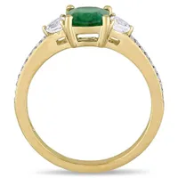 Julianna B 14K Yellow Gold Emerald 0.10CT Diamond & White Sapphire Ring