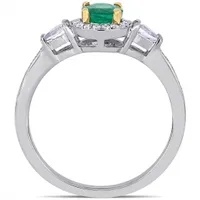 Julianna B 14K White Gold Emerald Diamond & White Sapphire Bridal Ring