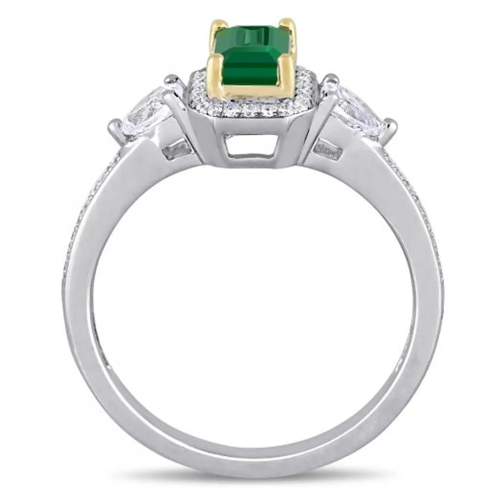 Julianna B 14K White Gold Emerald 0.12CT Diamond & White Sapphire Fashion Ring