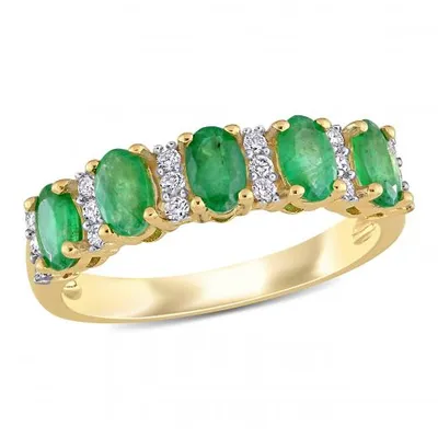 Julianna B 14K Yellow Gold Emerald & 0.16CT Diamond Fashion Ring