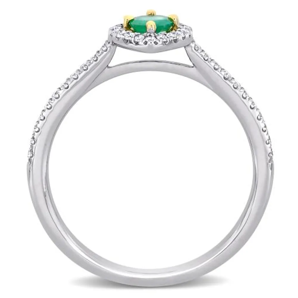 Julianna B 14K White & Yellow Gold Emerald & Diamond Fashion Ring