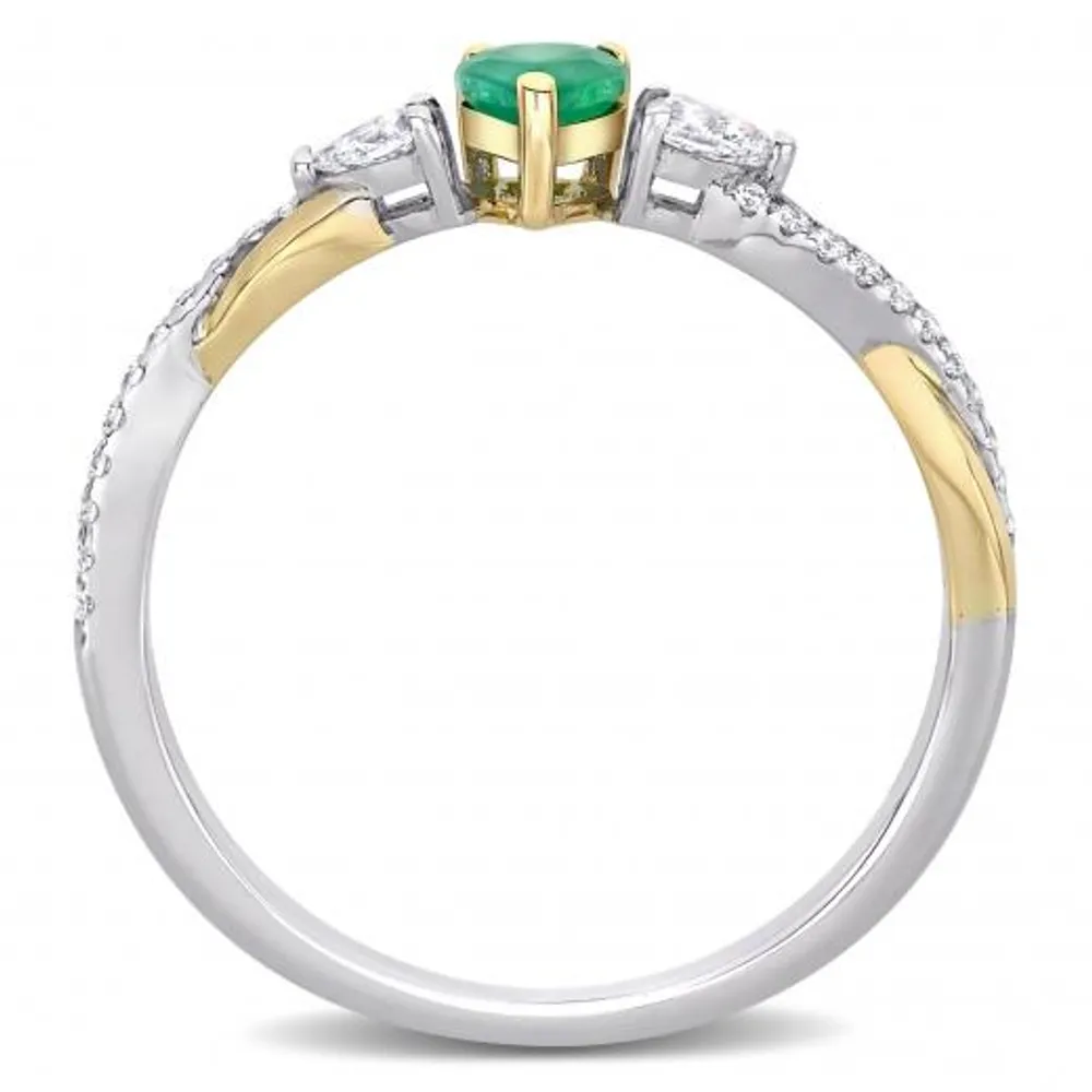 Julianna B 14K White & Yellow Gold Emerald & 0.19CTW Diamond Fashion Ring