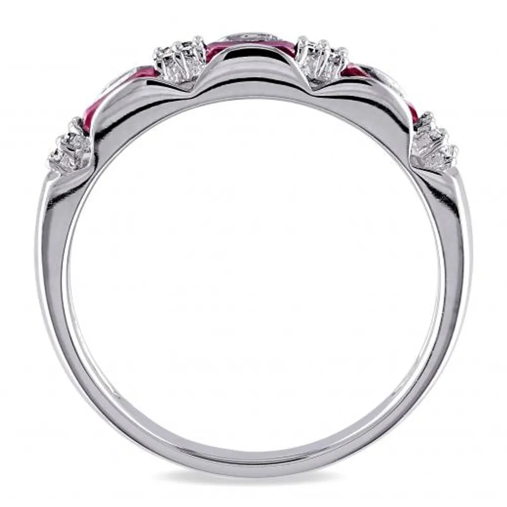 Julianna B 10K White Gold Ruby & Diamond Ring