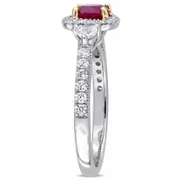 Julianna B 14K White & Yellow Gold Ruby & Diamond Halo Ring