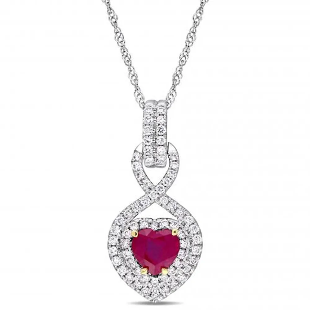 Julianna B 14K White & Yellow Gold Ruby & 0.30CTW Diamond Infinity Pendant