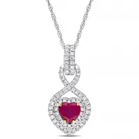 Julianna B 14K White & Yellow Gold Ruby & 0.30CTW Diamond Infinity Pendant