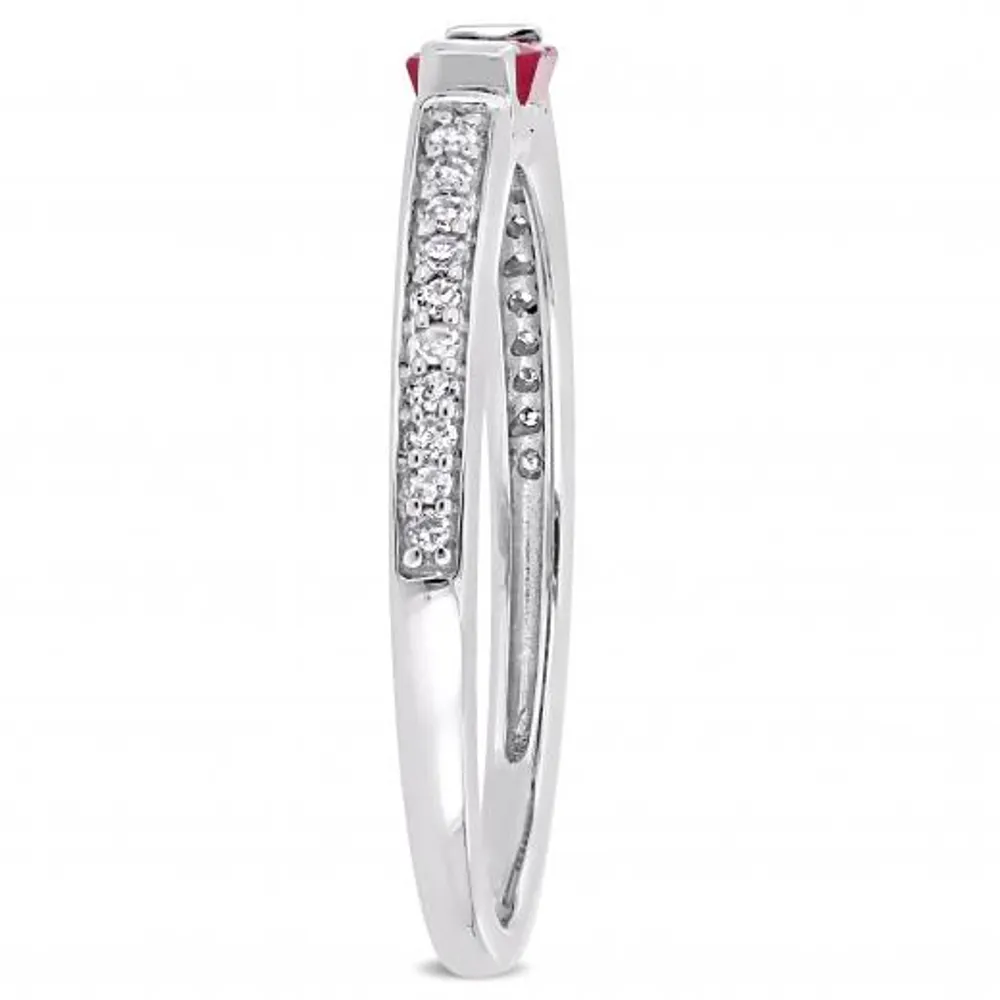 Julianna B 10K White Gold Ruby & Diamond Ring