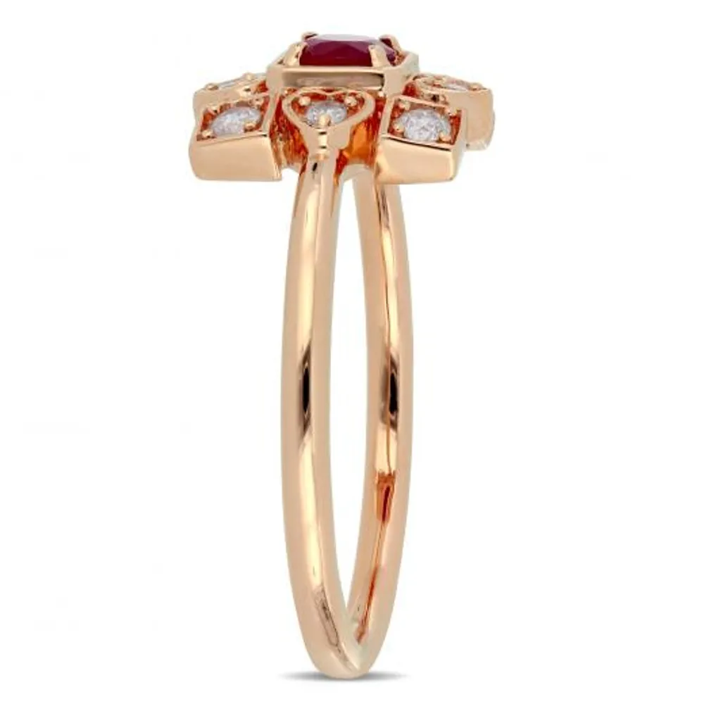 Julianna B 10K Rose Gold Ruby & 0.20CTW Diamond Ring