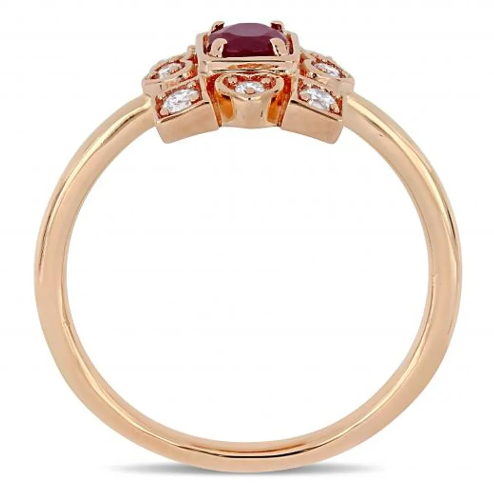 Julianna B 10K Rose Gold Ruby & 0.20CTW Diamond Ring