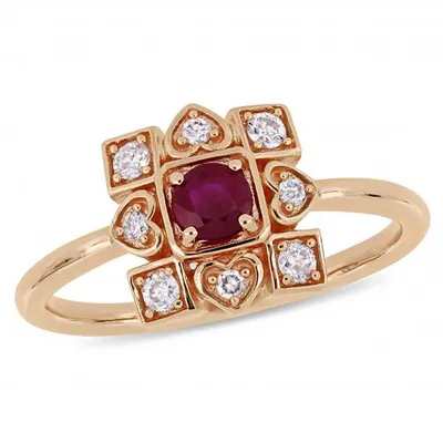 Julianna B 10K Rose Gold Ruby & 0.20CTW Diamond Ring