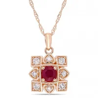 Julianna B 10K Rose Gold Ruby & 0.20CTW Diamond Pendant with Chain