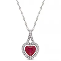 Julianna B 14K White Gold Ruby & 0.16CTW Diamond Heart Pendant with Chain