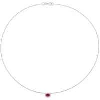 Julianna B 14K White Gold Ruby & 0.10CT Diamond Halo Necklace