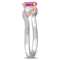 Julianna B 14K White & Rose Gold Ruby & Diamond Accent Three-Stone Ring