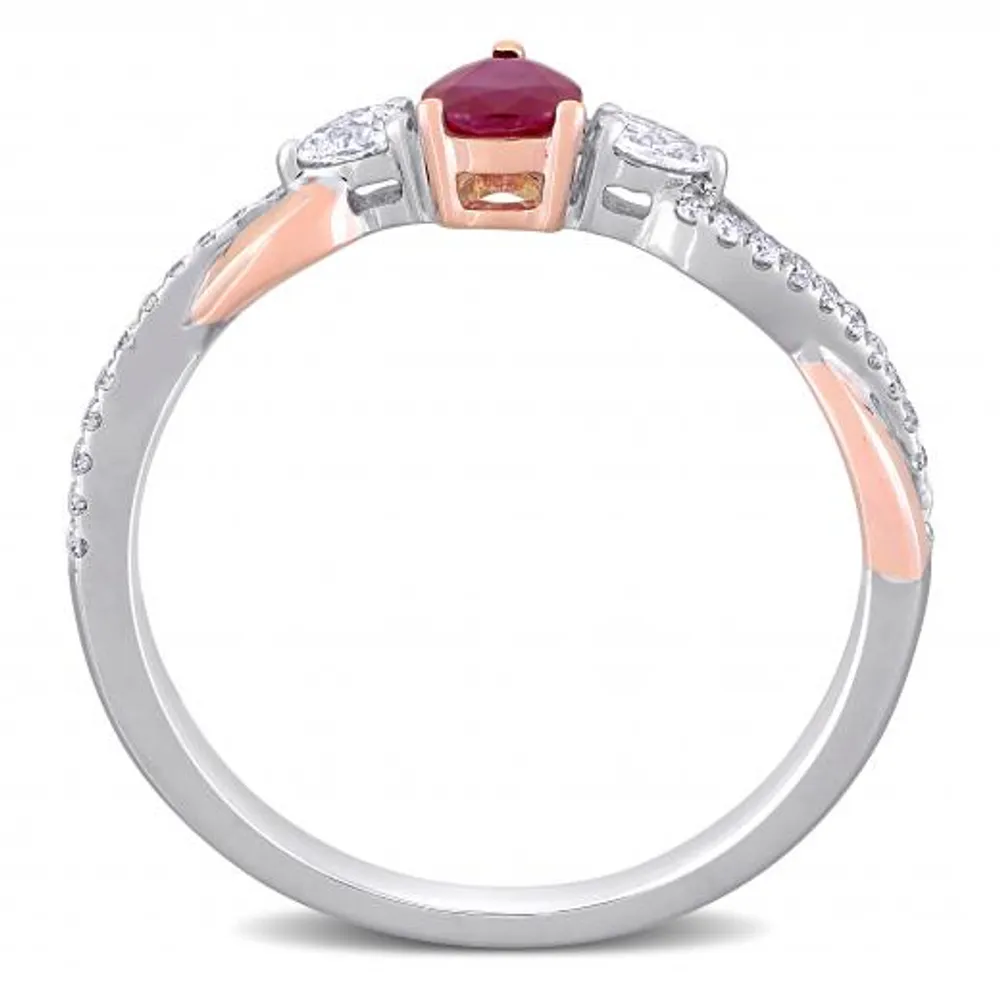 Julianna B 14K White & Rose Gold Ruby & Diamond Ring