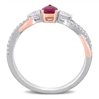 Julianna B 14K White & Rose Gold Ruby & Diamond Ring