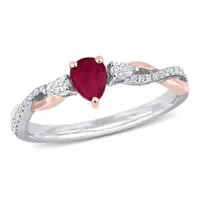 Julianna B 14K White & Rose Gold Ruby & Diamond Ring