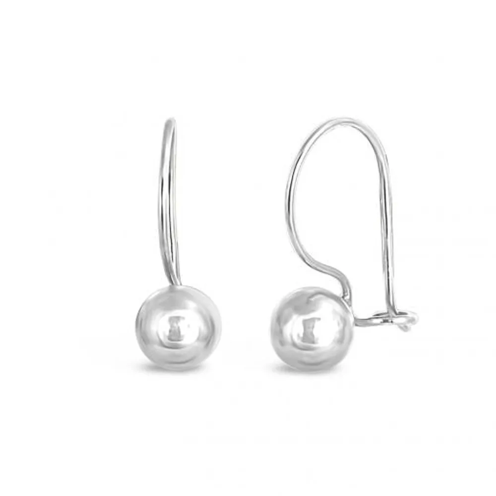 10K White Gold Ball Earrings