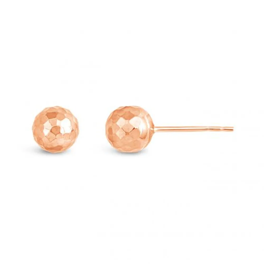 10K Rose Gold 6mm Faceted Ball Studs