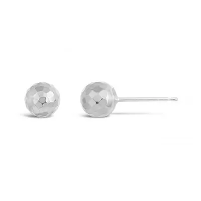 10K White Gold 6mm Faceted Ball Studs