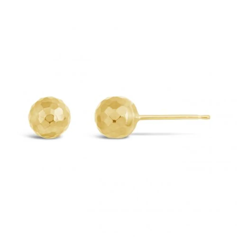 10K Yellow Gold 6mm Faceted Ball Studs