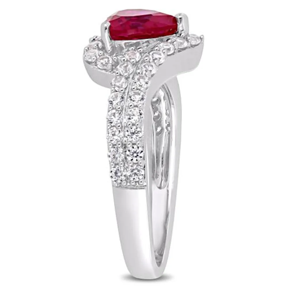 Julianna B Sterling Silver Created Ruby & Created White Sapphire Fashion Ring