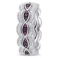 Julianna B Sterling Silver Created Ruby & Created White Sapphire Stackable Ring