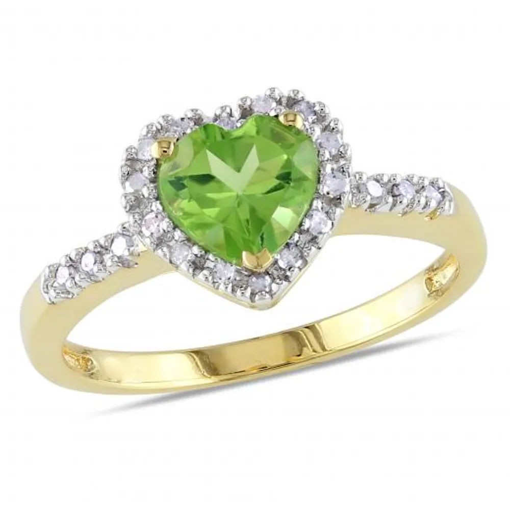 Julianna B 10K Yellow Gold Peridot & Diamond Heart Ring