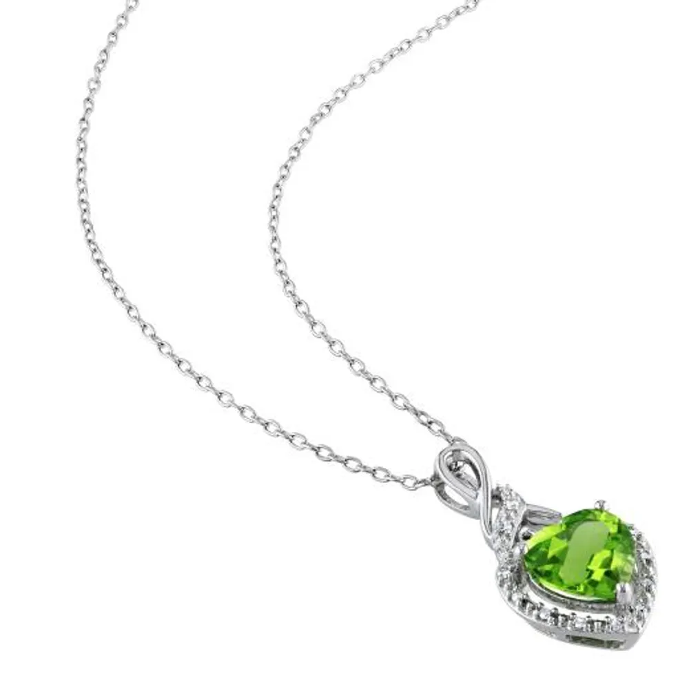 Julianna B Sterling Silver Peridot & Diamond Heart Pendant with Chain