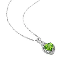 Julianna B Sterling Silver Peridot & Diamond Heart Pendant with Chain