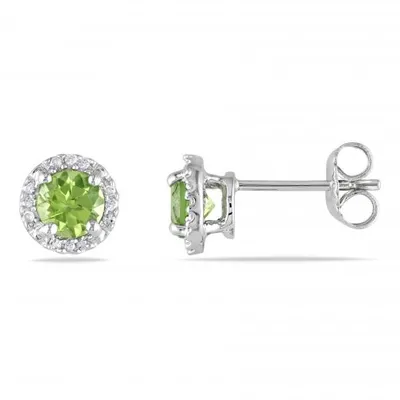 Julianna B Sterling Silver Peridot & Diamond Earrings