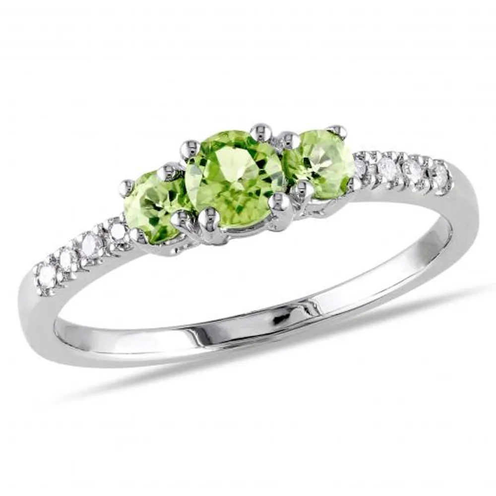 Julianna B 10K White Gold Peridot & 0.04CT Diamond Fashion Ring