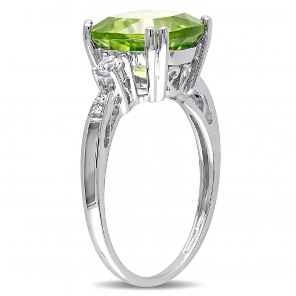 Julianna B 10K White Gold Peridot Diamond & Created White Sapphire Ring