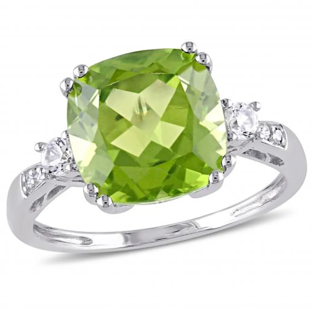 Julianna B 10K White Gold Peridot Diamond & Created White Sapphire Ring