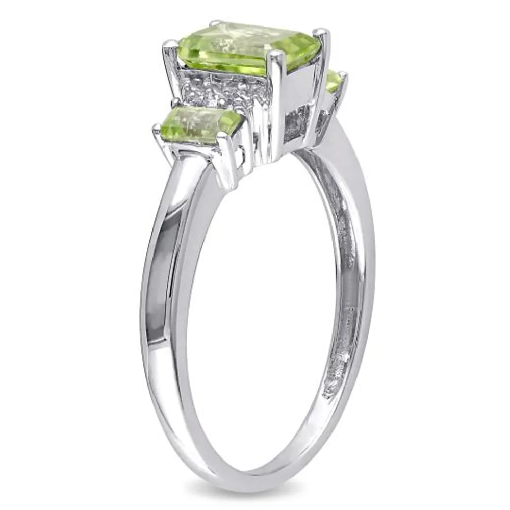 Julianna B 10K White Gold Peridot & 0.02CT Diamond Fashion Ring