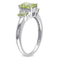 Julianna B 10K White Gold Peridot & 0.02CT Diamond Fashion Ring