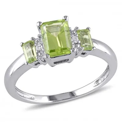 Julianna B 10K White Gold Peridot & 0.02CTW Diamond Fashion Ring