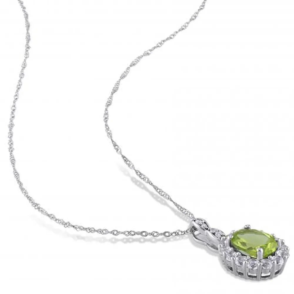 Julianna B 14K White Gold Peridot Diamond & White Topaz Fashion Pendant